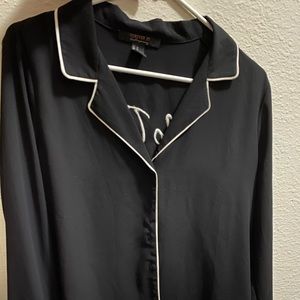 Black White Lined Button Up